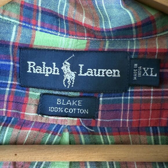 Vintage Ralph Lauren Blake XL Short Sleeve Plaid Shirt w/pony 100% Cotton - Picture 5 of 6